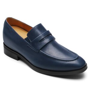 Mento Premium leather slip-on loafers Blue 7cm