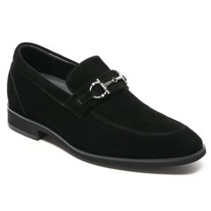 Mento black Premium suede elevator loafers 7cm